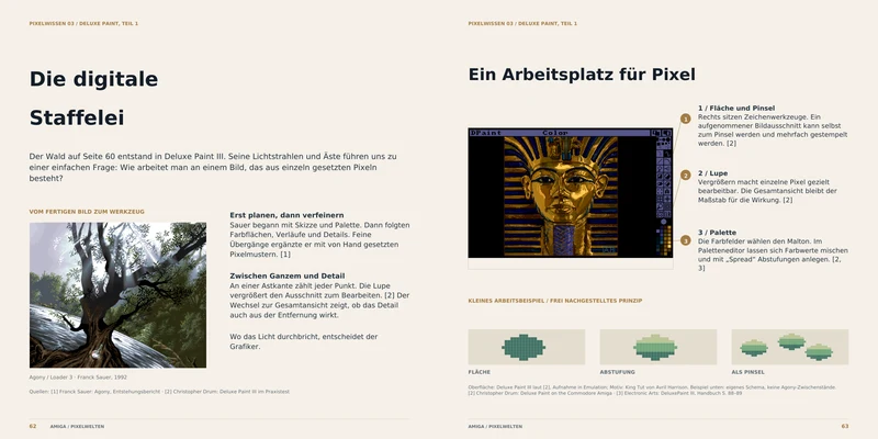 Doppelseite: Deluxe Paint – die digitale Staffelei, Seiten 62–63
