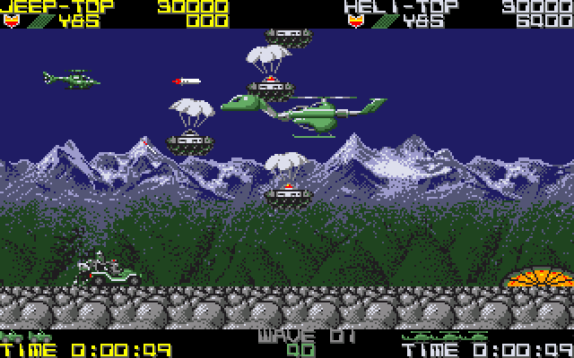 Jeep und Hubschrauber in Silkworm auf dem Amiga